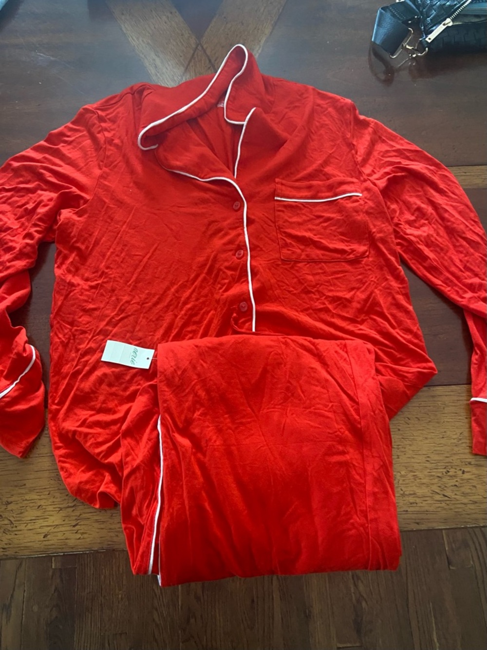 aerie Red Pajama Set with White Piping